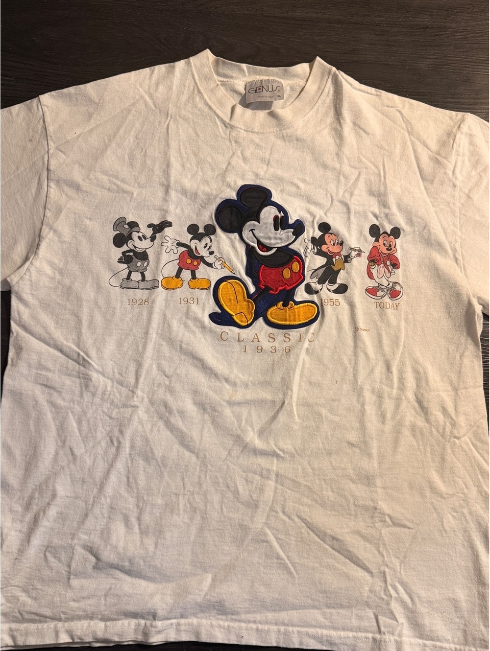 Vintage 90s Disney Evolution of Mickey Mouse Tee XL